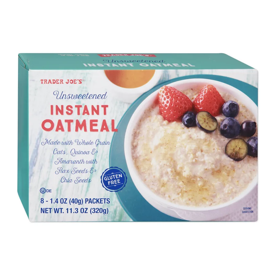 Trader Joe's Unsweetened Instant Oatmeal, front of pack