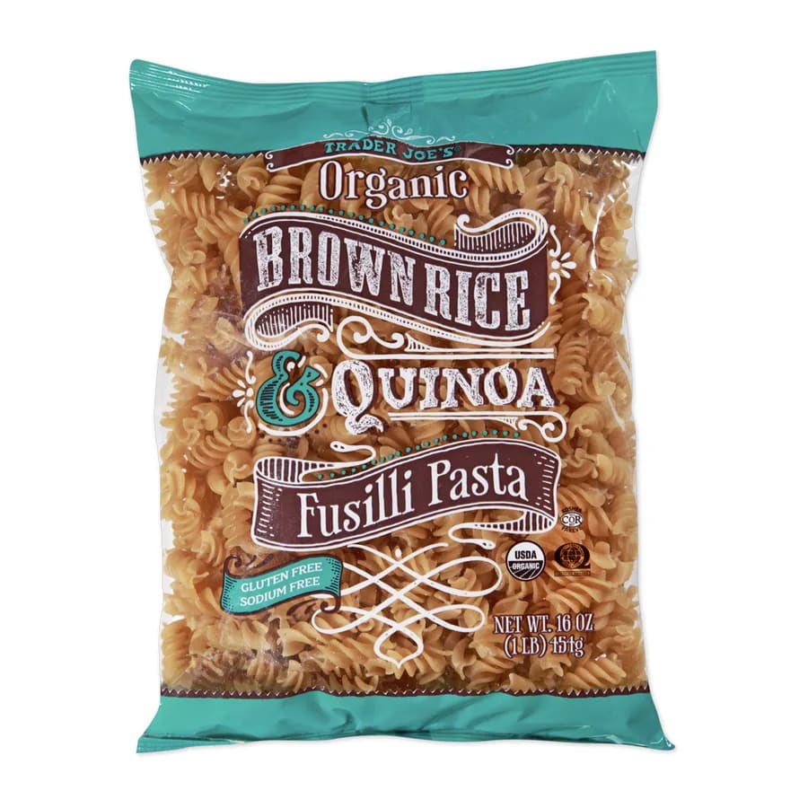 Trader Joe's Organic Brown Rice & Quinoa Fusilli Pasta, front of pack