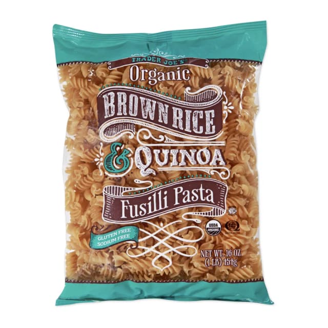 Trader Joe's Organic Brown Rice & Quinoa Fusilli Pasta, front of pack