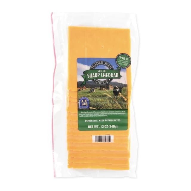 Trader Joe's Sliced Sharp Cheddar Cheese, front of pack
