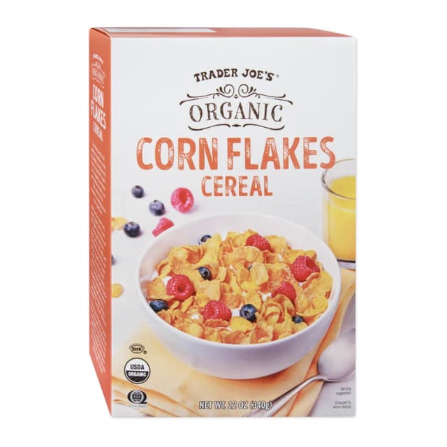 Trader Joe's Organic Corn Flakes Cereal, front of pack