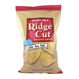 Trader Joe's Ridge Cut Kettle Cooked Potato Chips with Sea Salt, front of pack
