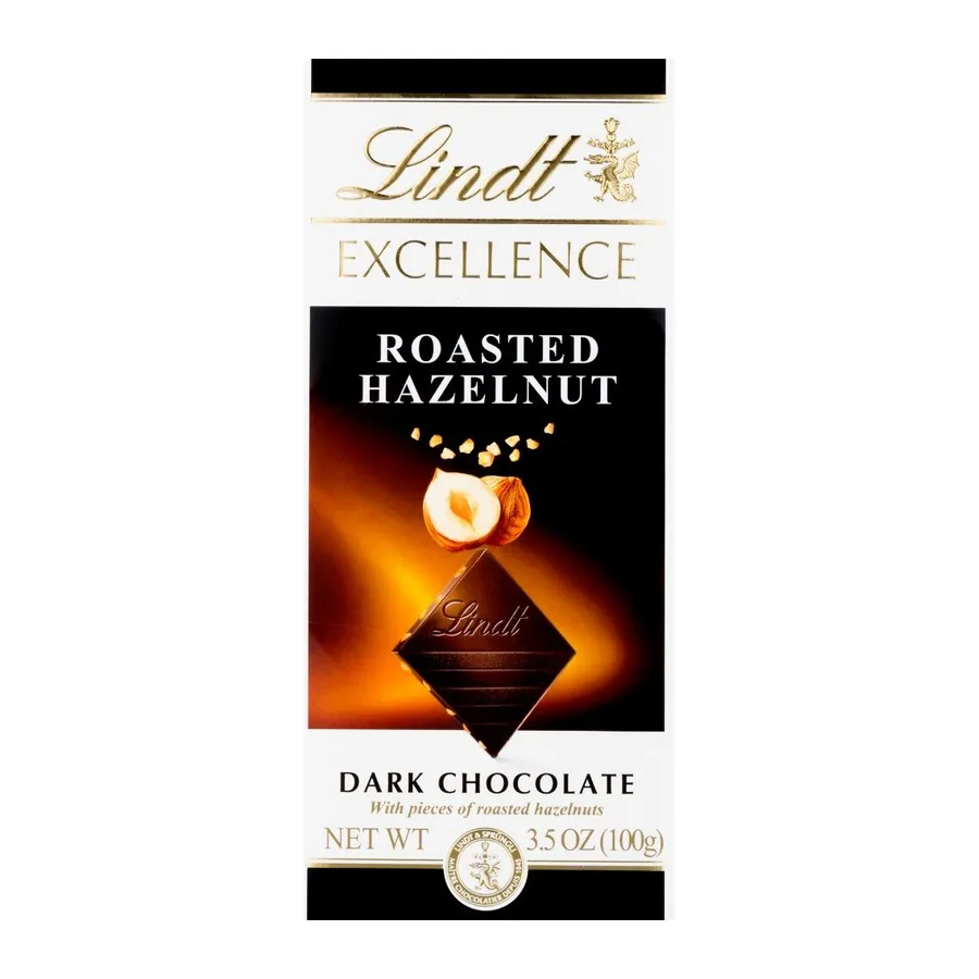 Lindt Excellence Roasted Hazelnut Dark Chocolate, front of pack