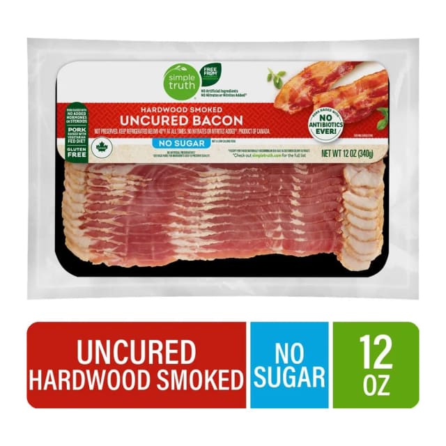 Kroger Uncured hardwood smoked bacon, front of pack