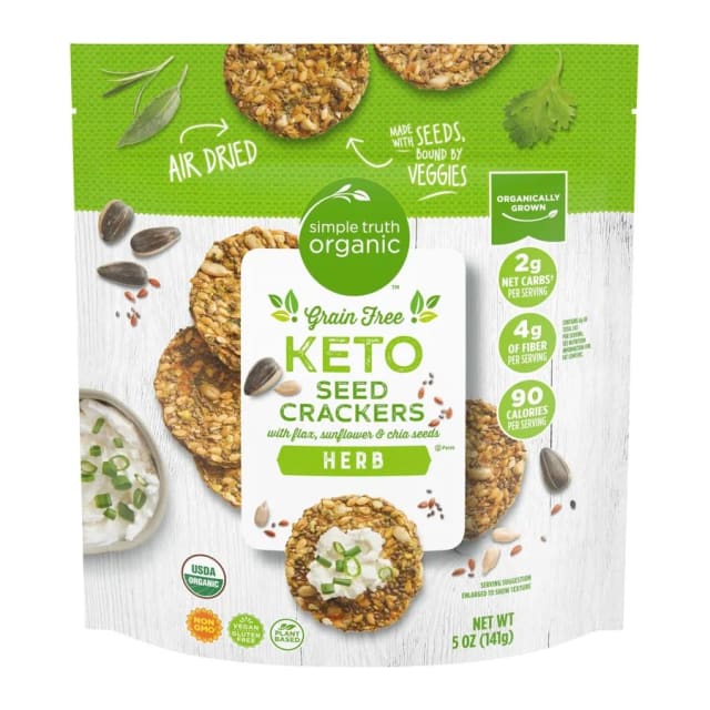 Simple Truth Keto Seed Crackers Herb, front of pack