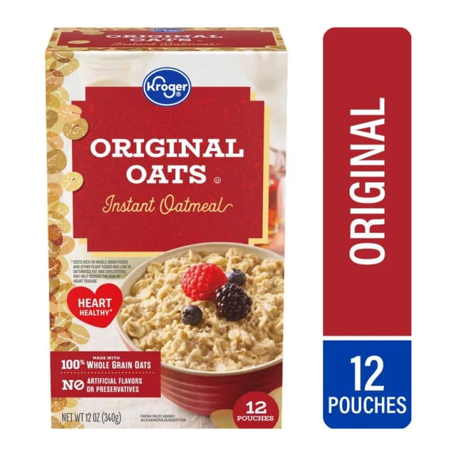 Kroger Original Oats Instant Oatmeal, front of pack