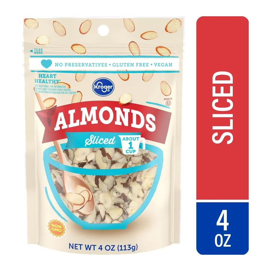 Kroger Almonds sliced, front of pack