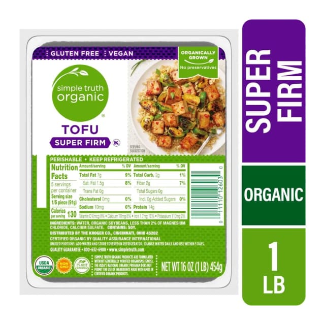 Simple Truth Super Firm Tofu, front of pack