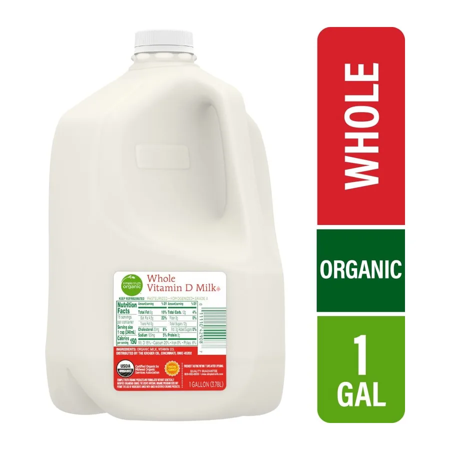 Simple Truth Organic Whole Milk, front of pack