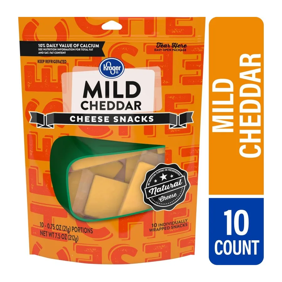 Kroger Mild cheddar snack cheese, front of pack