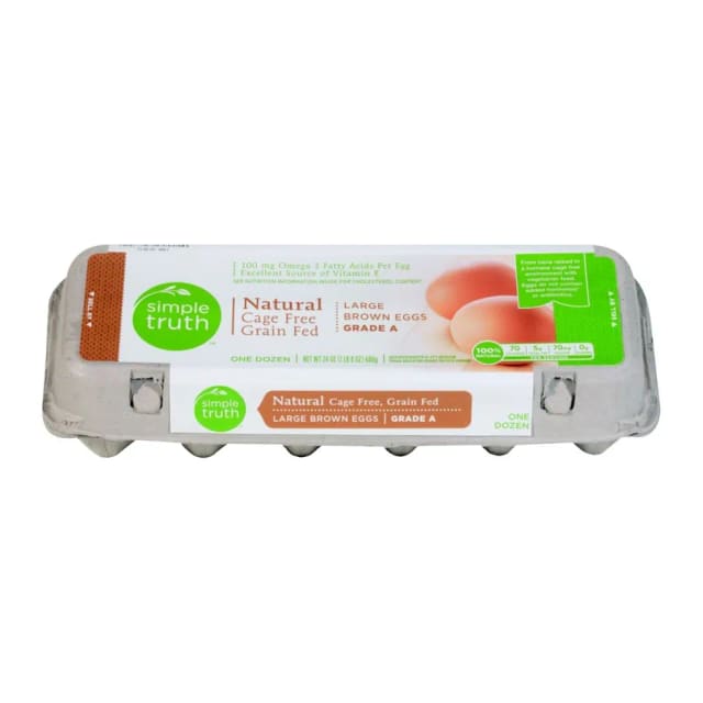 Simple Truth Natural cage free grade a large brown eggs, front of pack