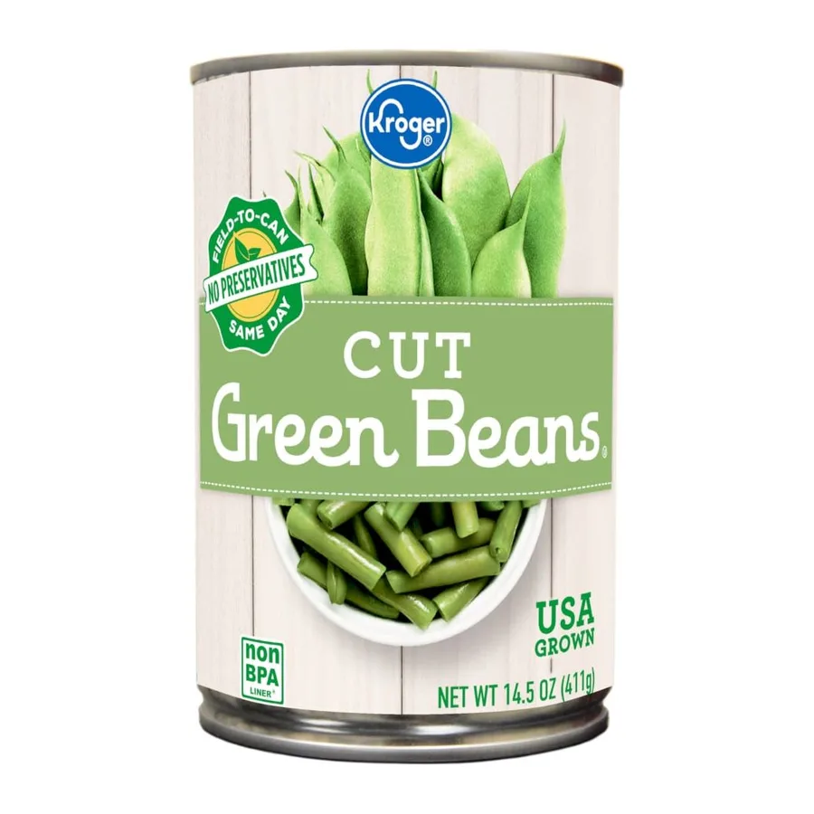 Kroger Green beans, cut, front of pack