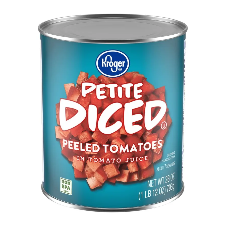 Kroger Petite diced peeked tomatoes, front of pack