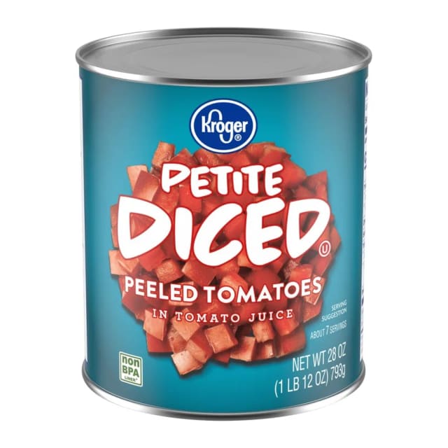 Kroger Petite diced peeked tomatoes, front of pack
