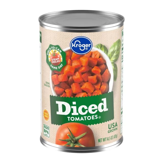 Kroger Diced tomatoes in tomato juice, front of pack