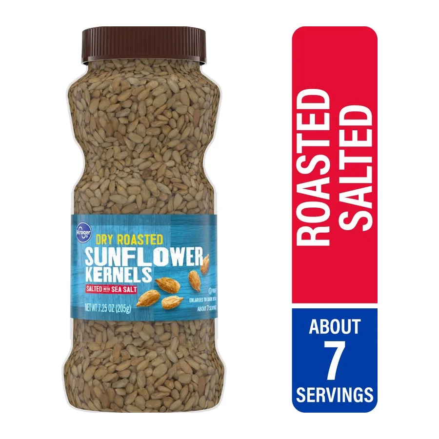 Kroger Dry roasted sunflower kernels (salted), front of pack