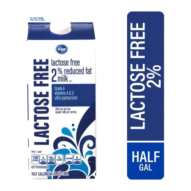 Kroger Lactose free 2% reduced fat milk, front of pack