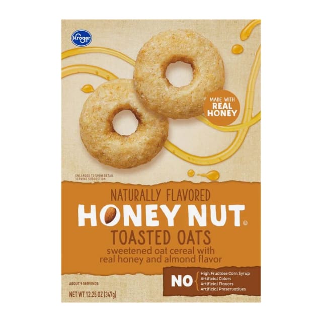Kroger Honey Nut Toasted Oats, front of pack