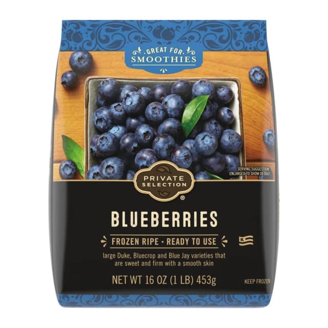 Private Selection Frozen blueberries, front of pack