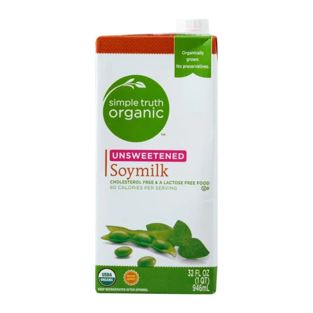 Simple Truth Unsweetened Soy Milk, front of pack