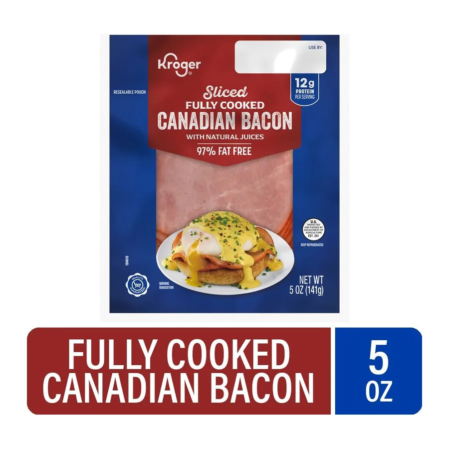 Kroger Sliced canadian bacon, front of pack