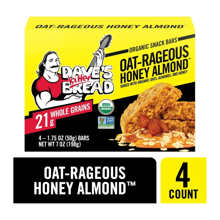 Dave's Killer Bread Organic Snack Bar Oat-Rageous Honey Almond, front of pack