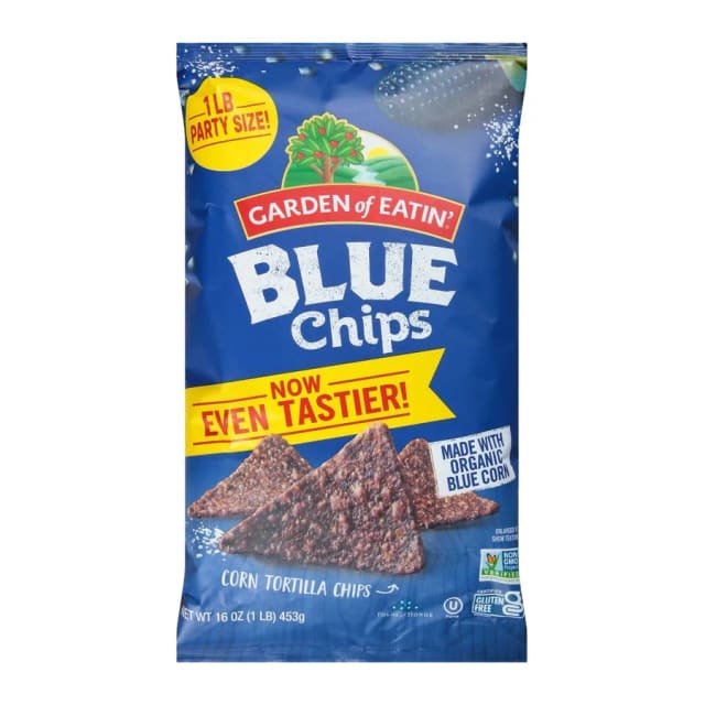 Garden of Eatin' Blue Chips Corn Tortilla Chips, front of pack