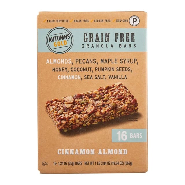 Autumn's Gold Cinnamon Almond Grain Free Granola Bars, front of pack