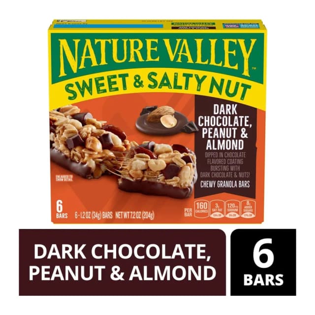 Nature Valley Sweet & Salt Nut Dark Chocolate, Peanut & Almond, front of pack
