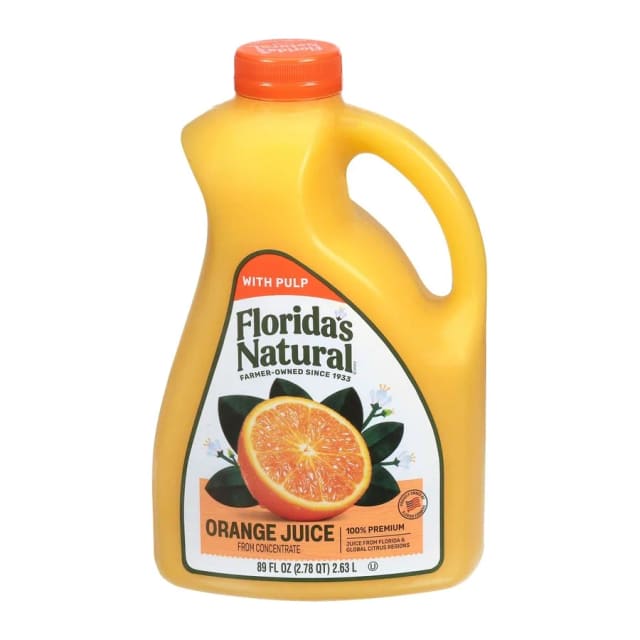 Florida's Natural No Pulp 100% Premium Orange Juice From Concentrate Pasteurized, front of pack