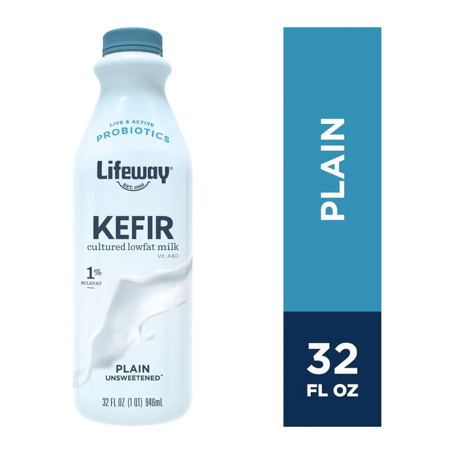 Lifeway Kefir plain low fat milk smoothie, front of pack