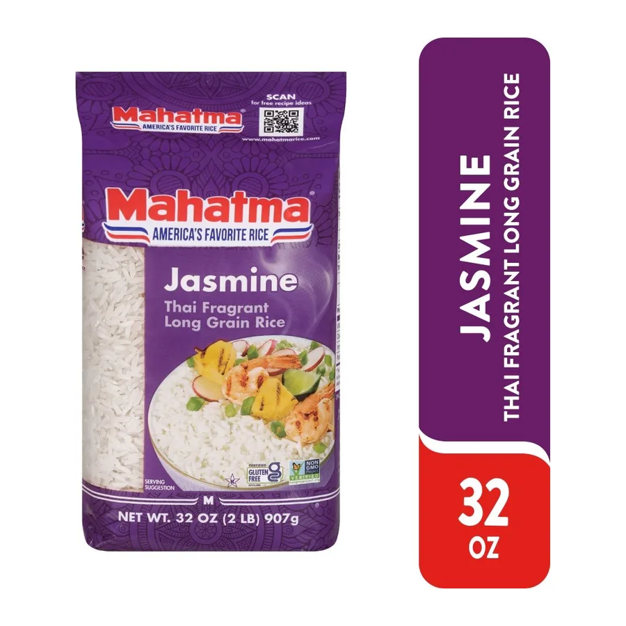 Mahatma Jasmine Thai Fragrant Long Grain Rice, front of pack