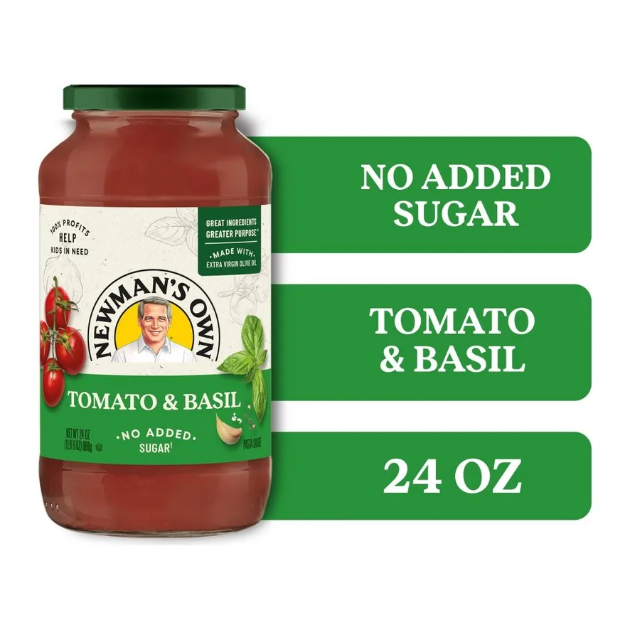 Newman's Own Newmans Tomato & Basil Sauce, front of pack