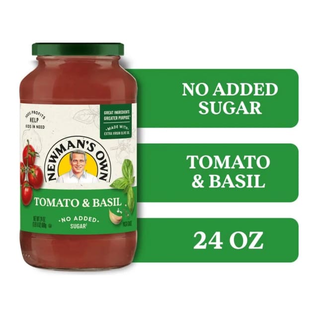 Newman's Own Newmans Tomato & Basil Sauce, front of pack