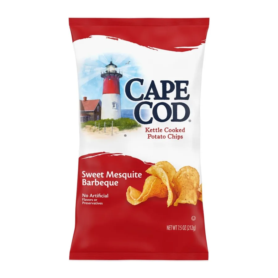 Cape Cod Sweet mesquite bbq flavored kettle cooked potato chips, front of pack