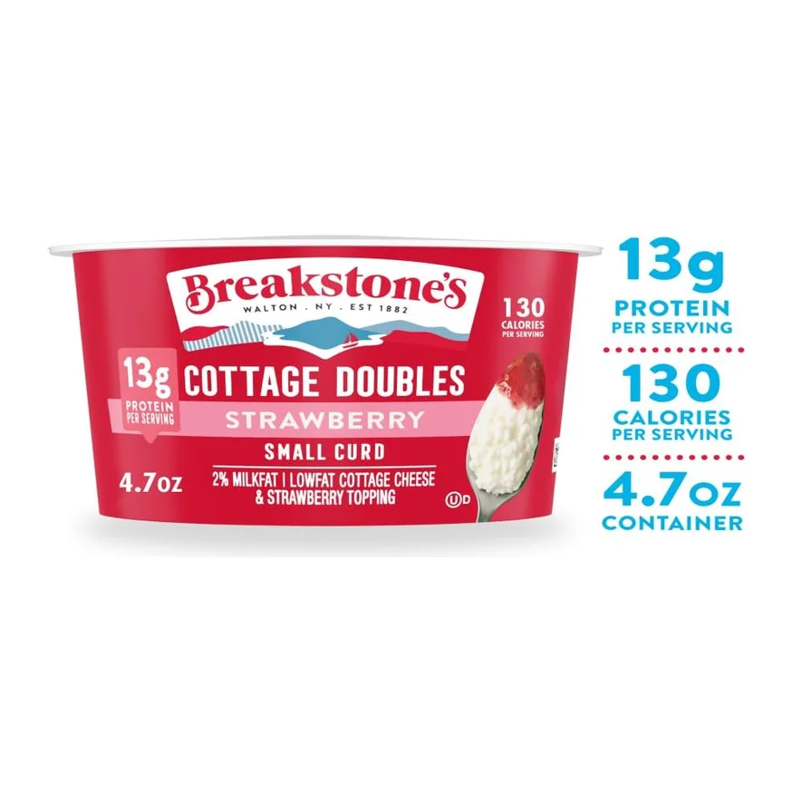 Breakstone's Cottage doubles strawberry cottage cheese, front of pack