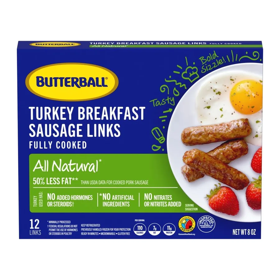 Butterball Turkey breakfast sausage links, front of pack