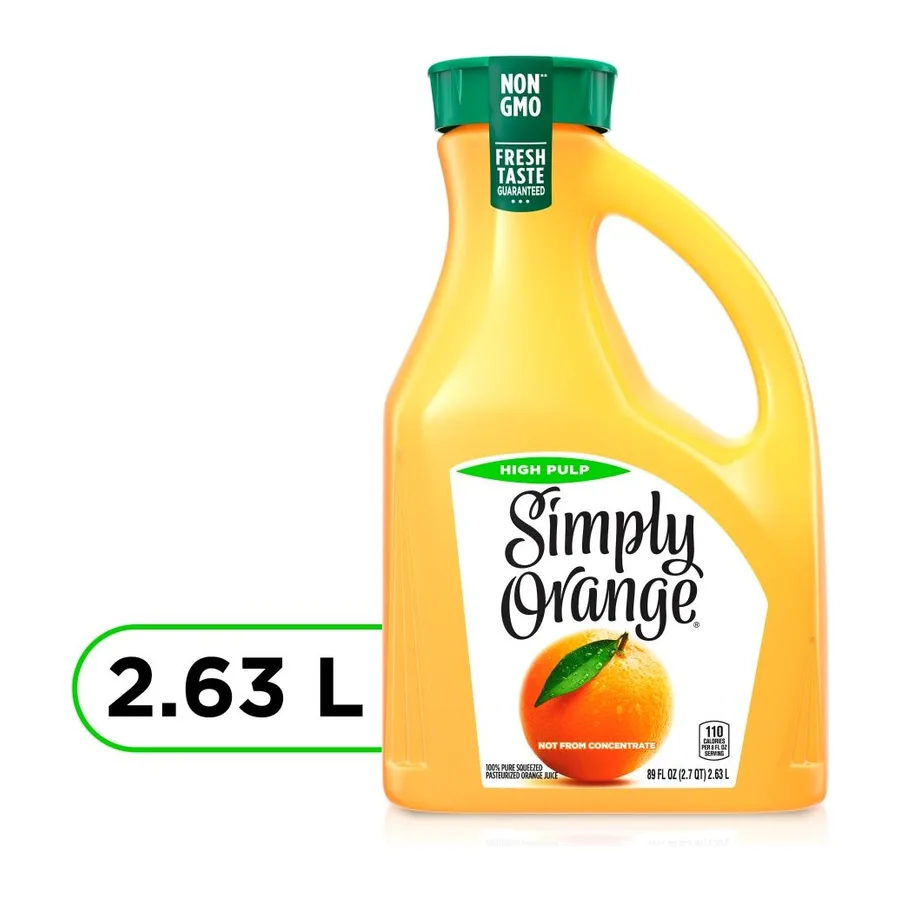 Simply Orange High Pulp, front of pack