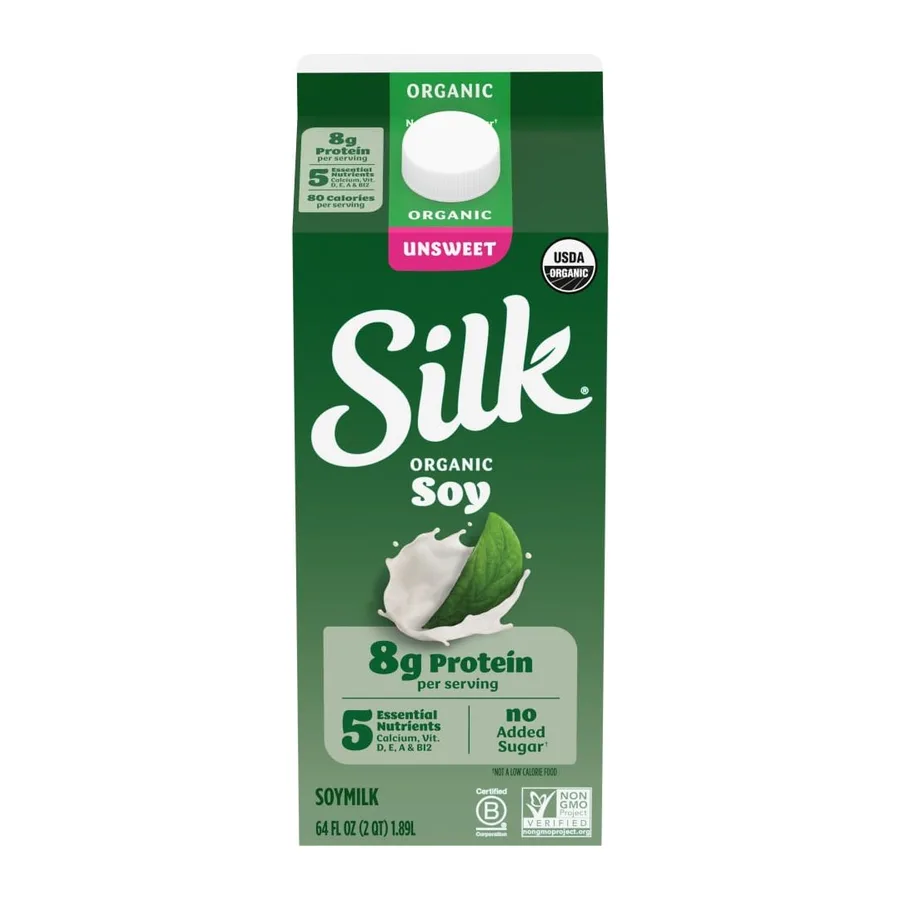 Silk Unsweetened Organic Soymilk, front of pack
