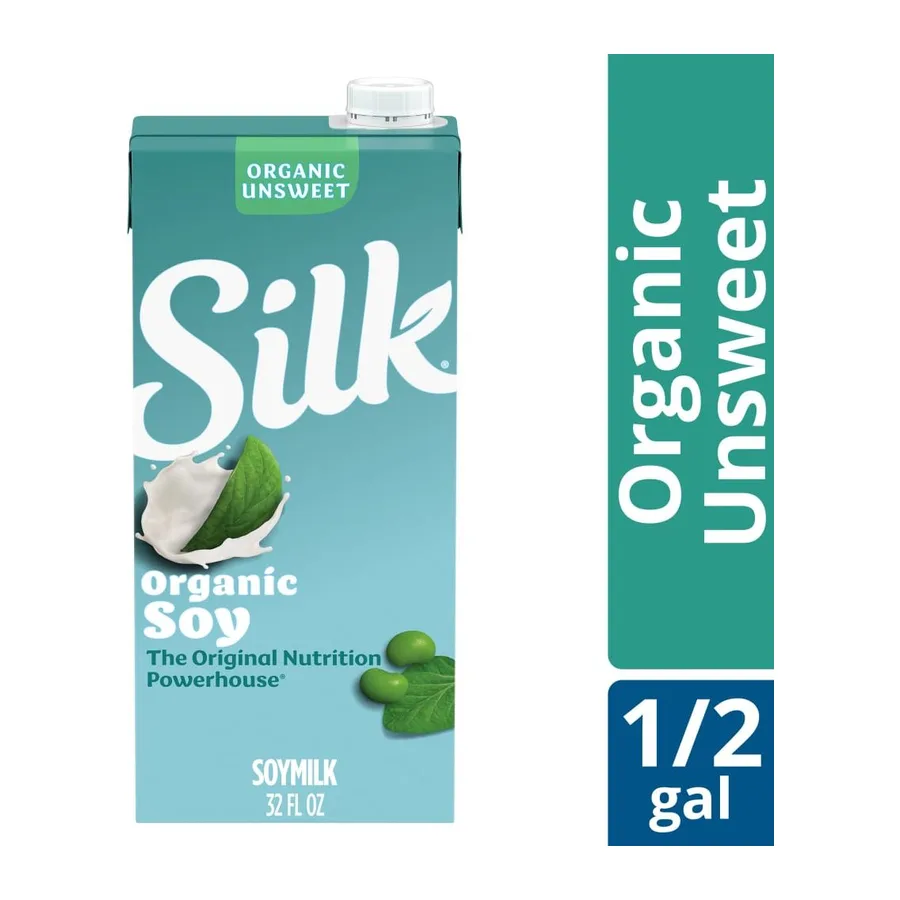 Silk Shelf Stable Unsweetened Organic Soymilk, front of pack