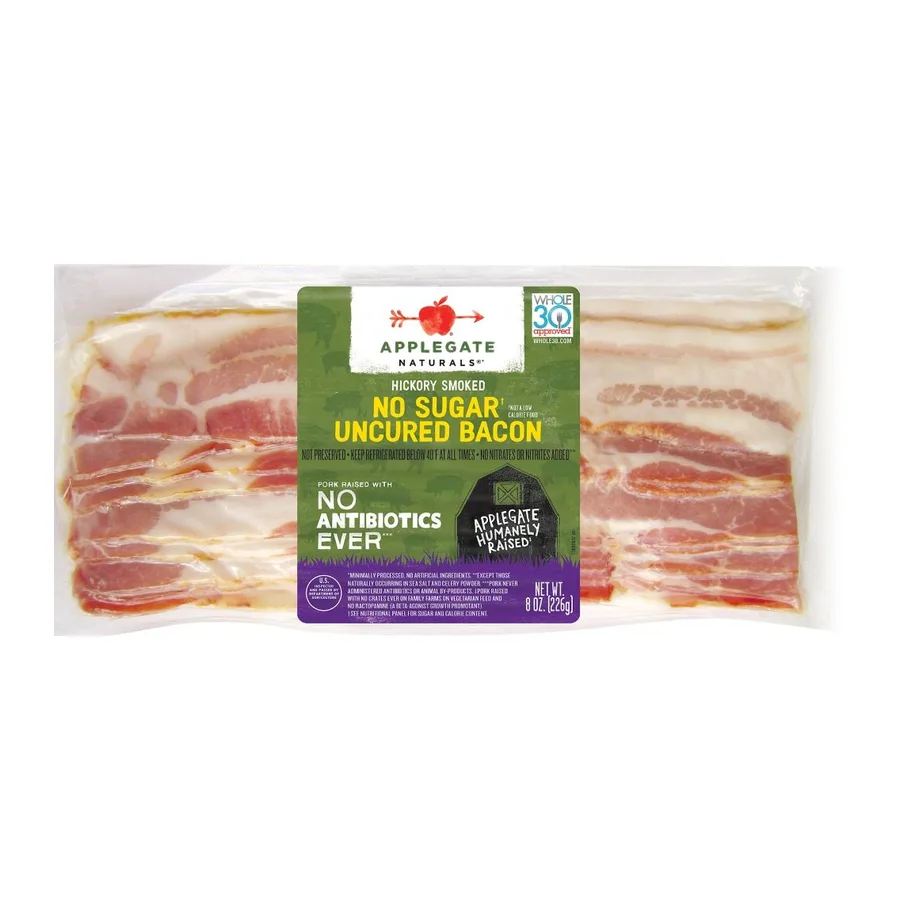 Applegate Hickory Smoked No Sugar Uncured Bacon, front of pack