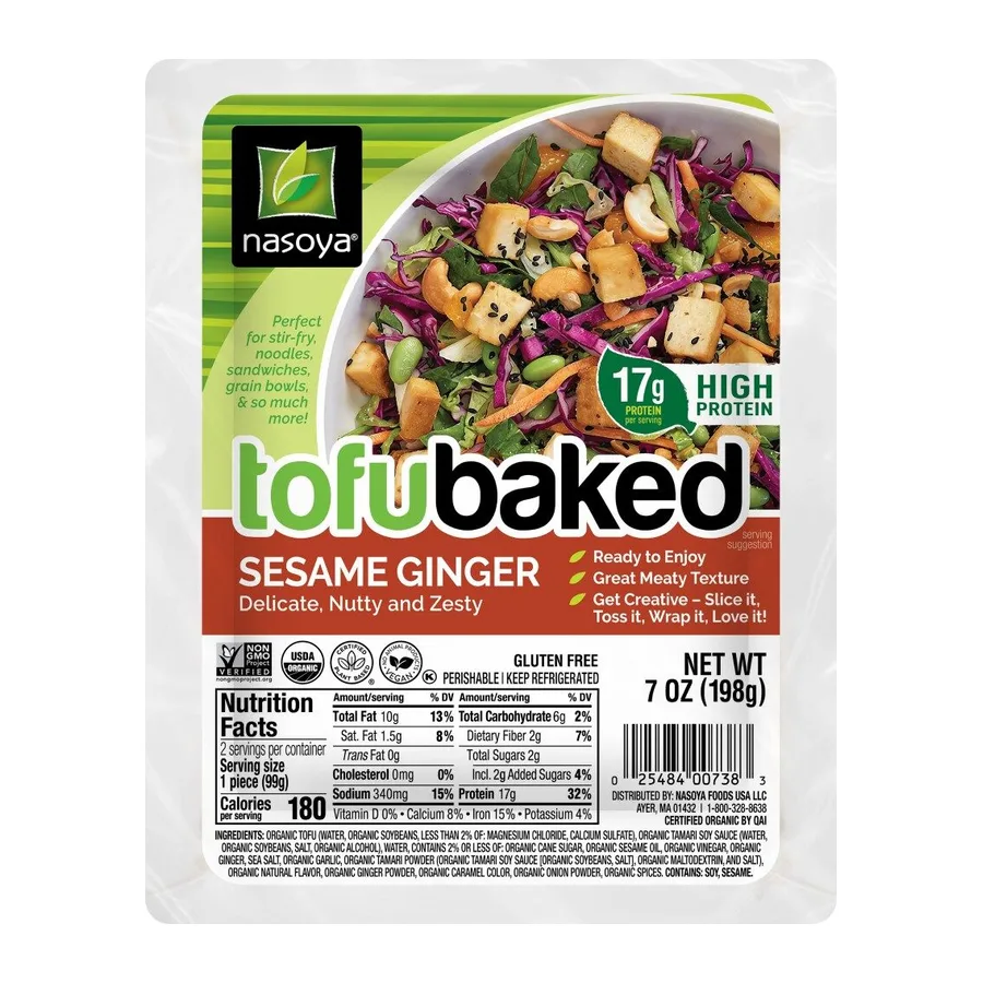 Nasoya Organic Tofu Baked Sesame Ginger, front of pack