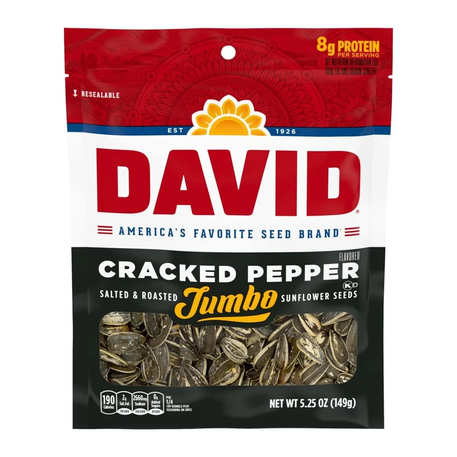 David Roasted and Salted Cracked Pepper Jumbo, front of pack
