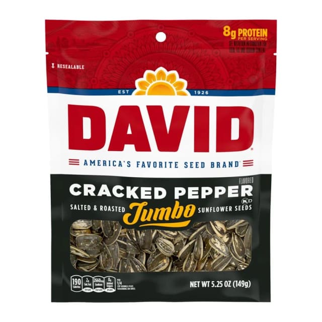 David Roasted and Salted Cracked Pepper Jumbo, front of pack