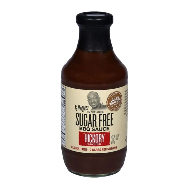 G Hughes Sugar free hickory BBQ sauce, front of pack