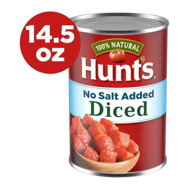 Hunt's Diced Tomatoes No Salt Added, front of pack