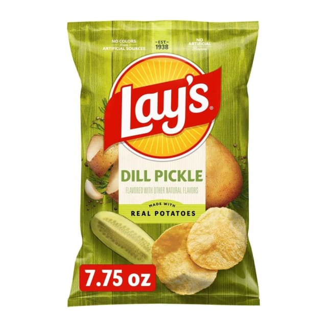 Lay's Dill Pickle Chips, front of pack