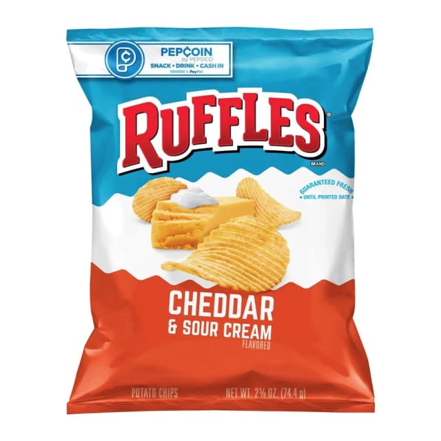 Ruffles Chips, Cheddar & Sour Cream, front of pack