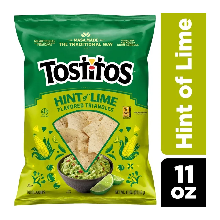 Tostitos Hint of lime chips, front of pack