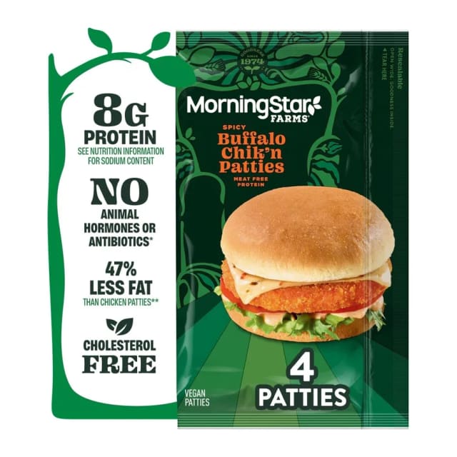 Morningstar Farms Buffalo frozen chik veggie patties, front of pack